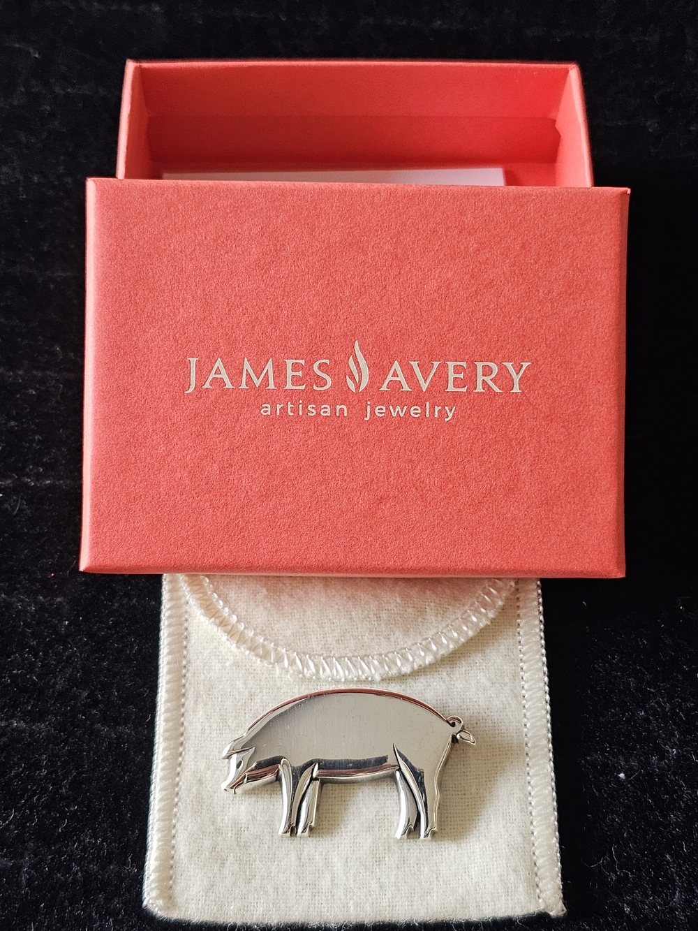 RETIRED James Avery Silver Pig Brooch